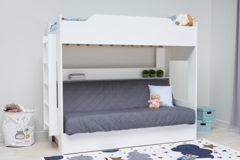 Двухъярусная кровать с диван-кроватью темно-серый / белый