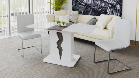 Стол Раздвижной «Шеффилд» исп. 1 Белый Глянец/Камень/ Д-1100/1417 x Ш- 701 мм x В-752 мм